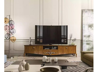 stojak TV rtv projekt salonu Półka Brązowe Drewno Szafka Włochy Nowy