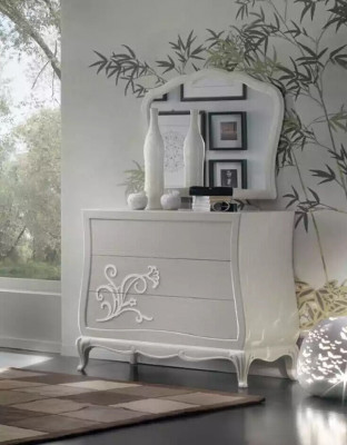 Luksusowa konsola Kredens z Lustro Komody Drewno Modern Design Grey