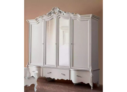 Szafa czterodrzwiowa Biała Klasyczna Solidne drewno Szafki Design