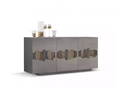 Kredens Kredens Solidny Drewno Szafa Meble Komody Kredens Szary