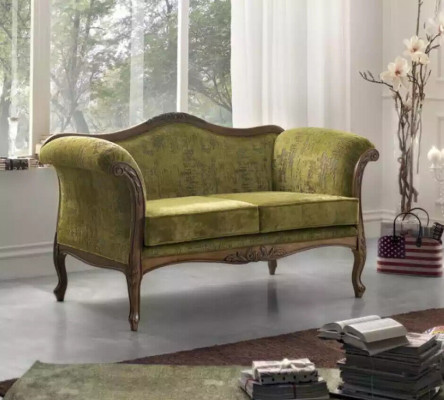 Sofa 2 miejsce do siedzenia Włókienniczy Drewno Podkładka Couch Sofas Design Luxury New Sofa