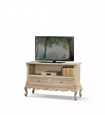 Kredens rtv do salonu stojak na telewizor beżowy Drewno półki Włochy Nowy