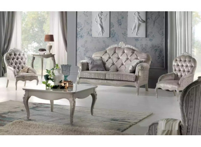 Zestaw sofowy 2 miejsce do siedzenia Ustawić Aksamit Fotel stolik kawowy Luxury Sofas Material