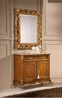 Meble do Salonu Brązowy Kredens Drewno Komoda z dwiema szufladami