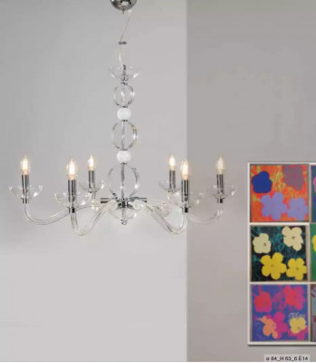 Żyrandol kryształowy Lustre sufitowy wiszący Lampy żyrandol 6x Lampy Nowy