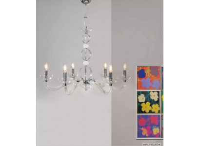 Żyrandol kryształowy Lustre sufitowy wiszący Lampy żyrandol 6x Lampy Nowy