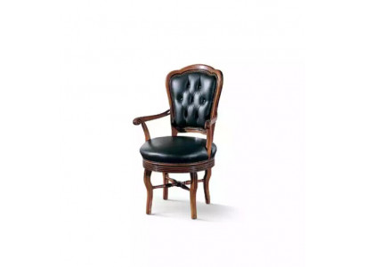 Krzesło biurowe Drewno ChefFotel Chesterfield Włoskie Meble Czarny Obrotowe