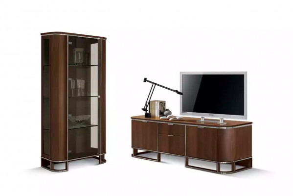 Szafka RTV Ściana Jednostka ścienna Szafka Szafka Brązowa Wysoki Połysk