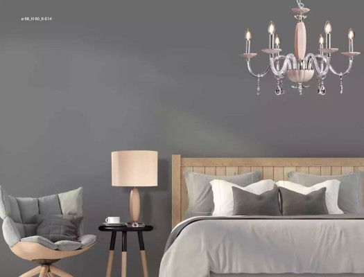 Stylowa nowoczesna beżowa lampa podwieszana sufitowa z 6 żarówkami Nowość