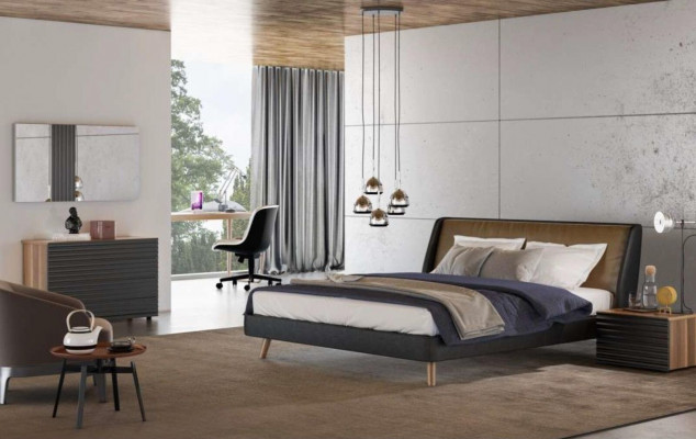 Toaletka Orzech Naturalny - Juta Matowa Lustro Sypialnia Modern
