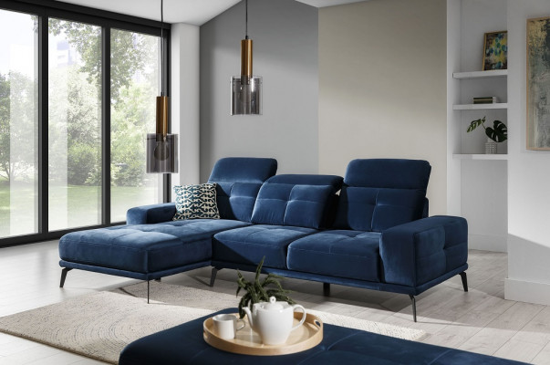 Designerska Sofa Kanapa Narożnikowa kanapa Włókienniczy Podkładka Ustawić Żywy krajobraz L-Shape Blue