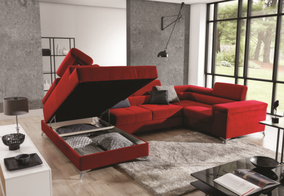 Narożnikowa kanapa Kształt U Sofa Couch Design Podkładka Sofa Bed Funkcja łóżka Żywy krajobraz