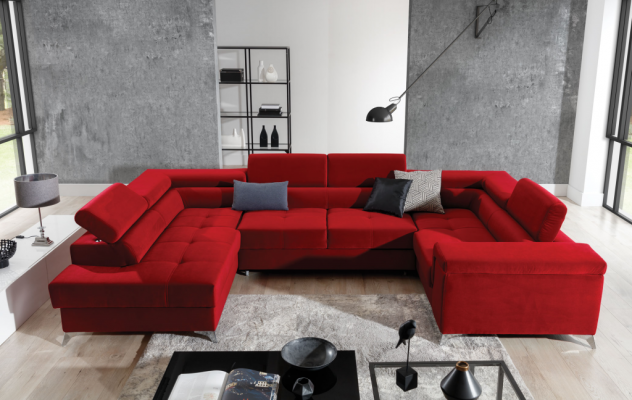 Narożnikowa kanapa Kształt U Sofa Couch Design Podkładka Sofa Bed Funkcja łóżka Żywy krajobraz