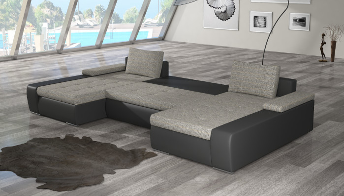 XXL Duża Sofa Rozkładana Relaks Salon Narożnikowa kanapa Ustawić Podkładkę Kanapa Zestaw narożny