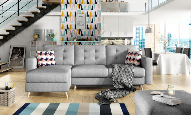 Design Narożnikowa kanapa Sofa rozkładana Funkcja łóżka Couch Włókienniczy Skóra Podkładka Sofy Nowość
