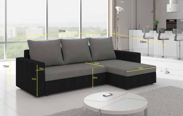 Design Narożnikowa kanapa rozkładana Funkcja łóżka Couch Skóra Podkładka Włókienniczy Sofy Nowy 502