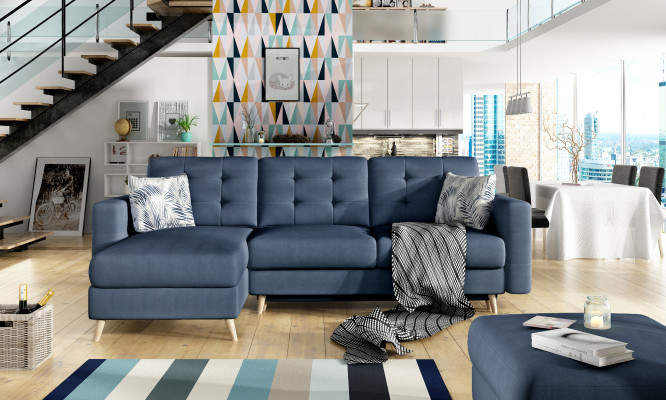 Design Narożnikowa kanapa Sofa rozkładana Funkcja łóżka Couch Włókienniczy Skóra Podkładka Sofy Nowość