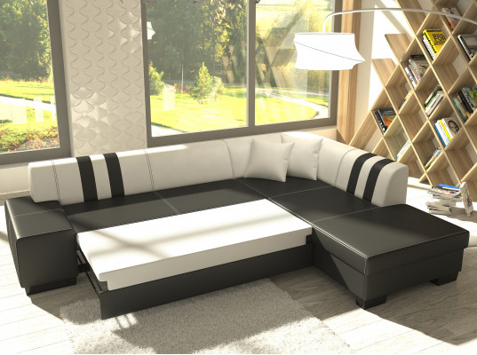 Klasyczny design Narożnikowa kanapa Porto II Funkcja łóżka Couch Włókienniczy Sofy Sofa do spania