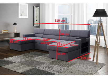 Design Narożnikowa kanapa Markos Kształt U funkcji łóżka Couch Tweeter Skóra Włókienniczy