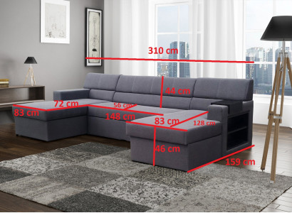 Design Narożnikowa kanapa Markos Kształt U funkcji łóżka Couch Tweeter Skóra Włókienniczy