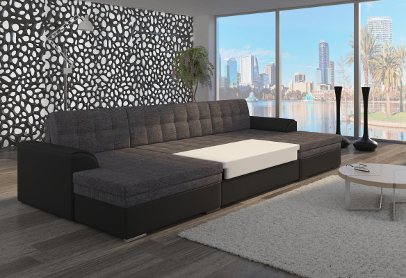 Nowoczesny design Narożnikowa kanapa Vento Funkcja łóżka Couch Skóra Podkładka Włókienniczy Sofy
