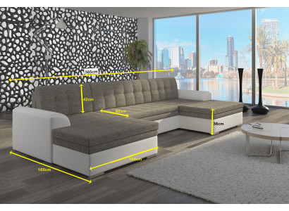 Nowoczesny design Narożnikowa kanapa Vento Funkcja łóżka Couch Skóra Podkładka Włókienniczy Sofy