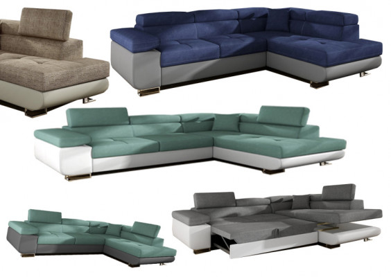 Klasyczny Design Narożnikowa kanapa Sofa Kanapy Funkcja łóżka Couch Podkładka Włókienniczy Sofy