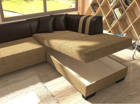 Klasyczny design Narożnikowa kanapa Porto II Funkcja łóżka Couch Włókienniczy Sofy Sofa do spania
