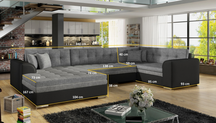 Design Narożnikowa kanapa Funkcja łóżko Sofa Kanapa Podkładka Sofy Kanapy Żywy krajobraz
