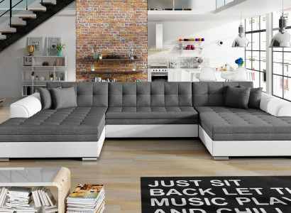 Design Narożnikowa kanapa rozkładana Funkcja łóżka Couch Skóra Podkładka Włókienniczy Sofy Nowy 1070