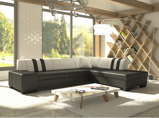 Design Narożnikowa kanapa Sofa rozkładana Funkcja łóżka Sofy Kanapa Skóra Włókienniczy Podkładka Nowość