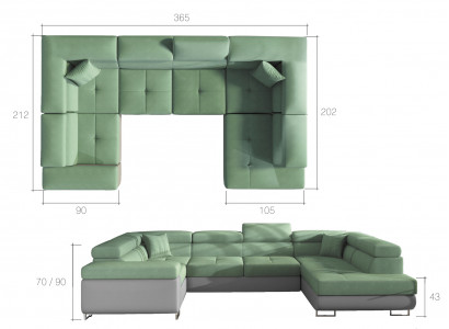 Żywy krajobraz Sofa Sofa rozkładana Kanapa Podkładka Zestaw narożny funkcja łóżka