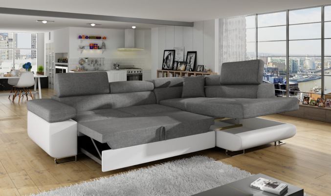 Klasyczny Design Narożnikowa kanapa Sofa Kanapy Funkcja łóżka Couch Podkładka Włókienniczy Sofy