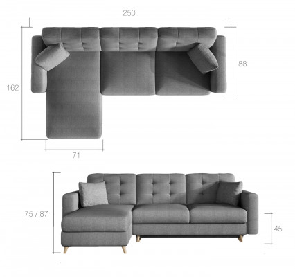 Sofa rozkładana sofa Podkładka funkcjonalna kanapa salon Narożnikowa kanapa Textl Siedziba