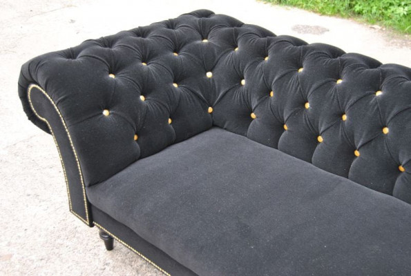 Material Design Couch Podkładka Włókienniczy Nowoczesna Sofa Chesterfield 3 miejsce do siedzenia Czarny