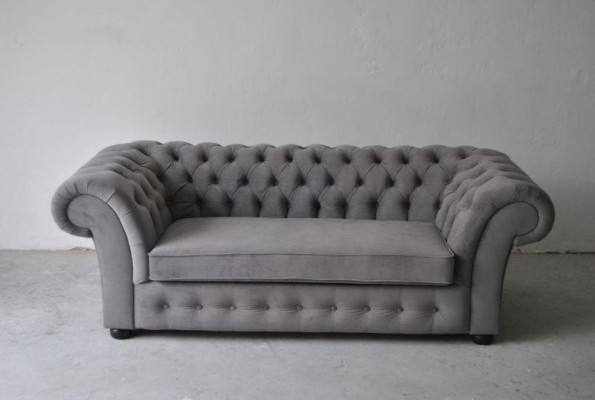 Sofa 3 miejsce do siedzenia Material Design Couch Podkładka Sofy Włókienniczy Modern Chesterfield Grey