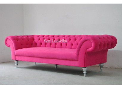 Material Design Couch Podkładka Sofy Włókienniczy Nowoczesna Sofa Chesterfield 3 miejsce do siedzenia Różowy