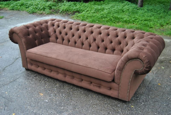 Sofa 3 miejsce do siedzenia Material Design Couch Podkładka Sofy Włókienniczy Modern Chesterfield Beige