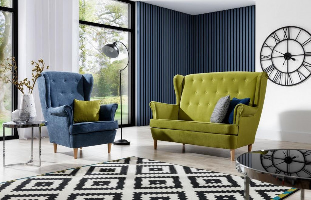 Szary Materiał Chesterfield Zestaw sofowy 2+1 miejsce siedzące Sofa Kanapa Podkładka Aksamit