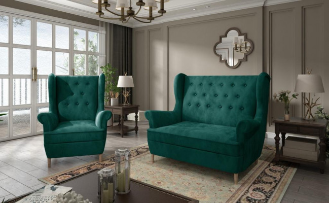 Szary Materiał Chesterfield Zestaw sofowy 2+1 miejsce siedzące Sofa Kanapa Podkładka Aksamit