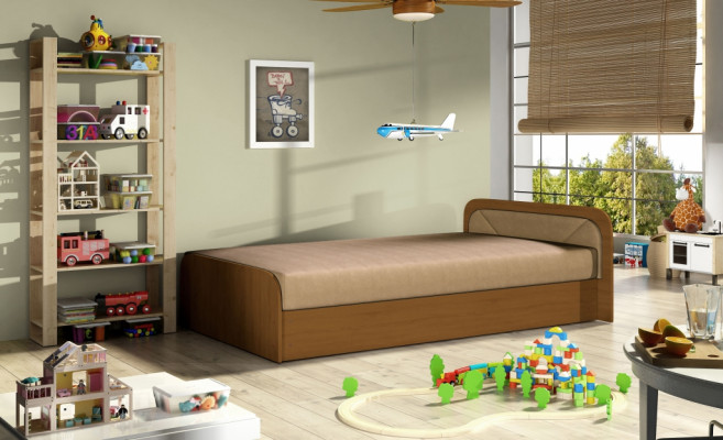 Pokój dziecięcy Łóżko tapicerowane Łóżko łóżka Drewno Sofa do spania materac 80x190cm Nowość