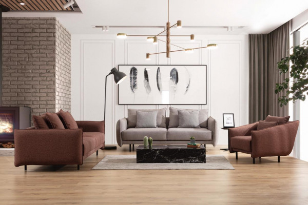 Fotel 3+3+1 miejsce do siedzenia luksusowa sofa brązowa Zestaw sofowy Sofy Material Design