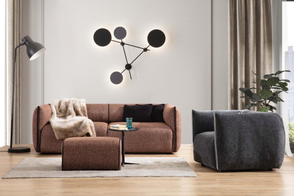 Sofa 3 miejsce do siedzenia Luksusowy salon Meble Materiał Kanapy trzyosobowe szare Nowe