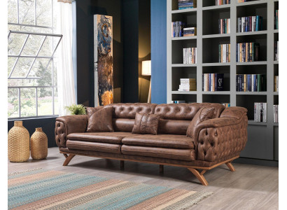 Sofa 3 miejsce do siedzenia Chesterfield Materiał Couch Podkładka Sofy sztuczna skóra Kanapy