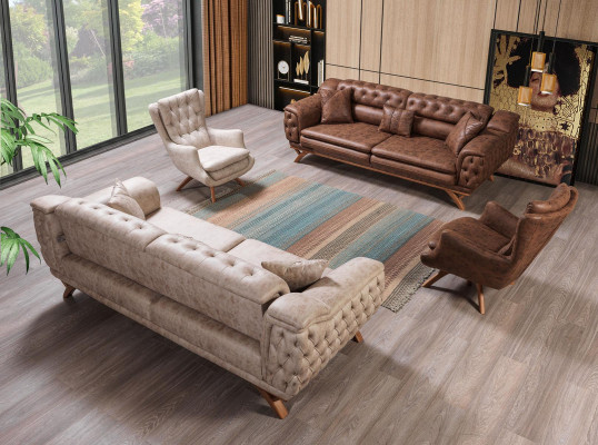 Sofa 3 miejsce do siedzenia Chesterfield Materiał Couch Podkładka Sofy sztuczna skóra Kanapy