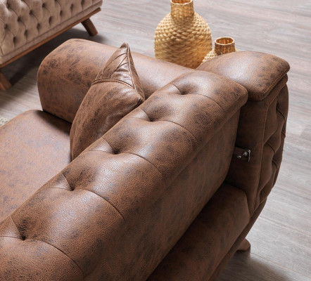 Zestaw sofowy 3+3+1 miejsce do siedzenia Meble Set Design Sofy sztuczna skóra Chesterfield