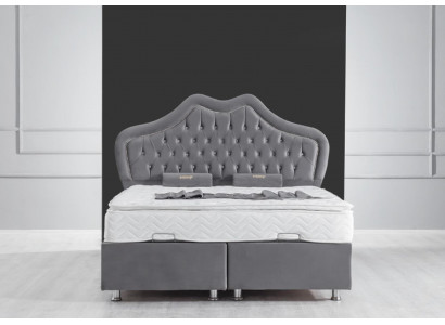 Łóżko Szare Podwójne łóżko Boxspring bed Style Materiał Chesterfield 160x200