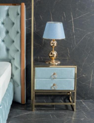 Sypialnia Zestaw Białe Metalowe Łóżko Chesterfield Luxury Style 2x Szafki nocne 3-częściowe.