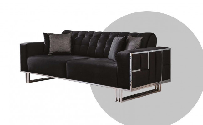 Kanapa Trzyosobowa Sofa Meble Meble Kanapy Sofy Czarny Podkładka
