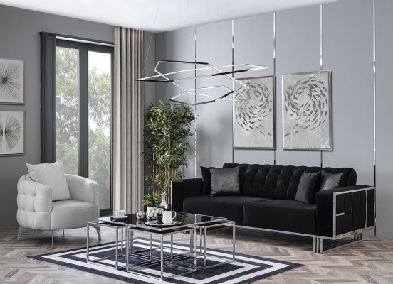 Kanapa Trzyosobowa Sofa Meble Meble Kanapy Sofy Czarny Podkładka